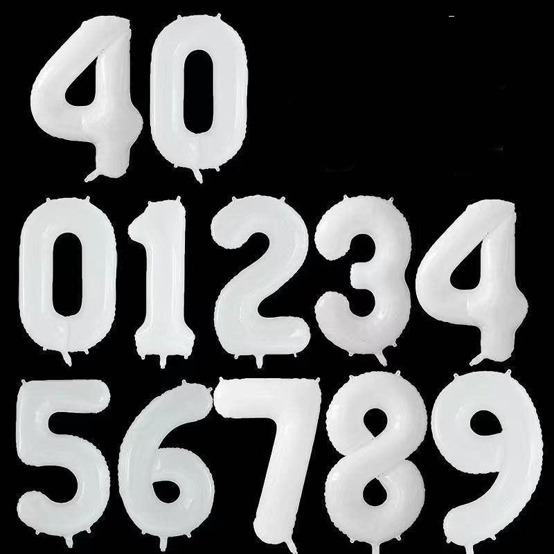 Large 40" White Giant Number Age Foil Balloons Helium Air Happy Birthday Party