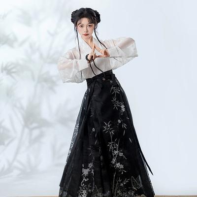Costume Hanfu pour femme de style de la dynastie Ming en Chine, jupe à tête de cheval, costume amélioré
