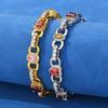 New Colorful Cubic Zirconial Geometric Diamond Necklace Women's 18K Plated Gold Red/Yellow/Pink Iced Out Chain Hip Hop Jewelry