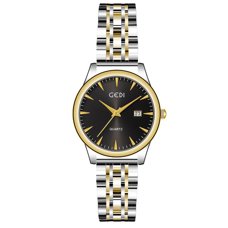 Couple Classic Steel Belt Watch Simple High-End Calendar Waterproof Quartz Watch High-Value Watch