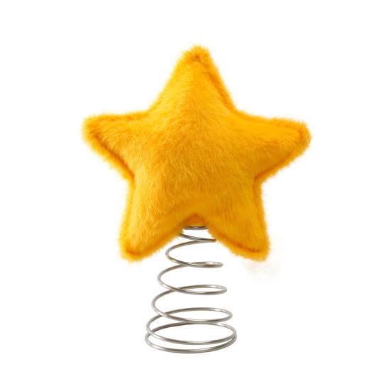 

Christmas Tree Topper Red Plush Five-Pointed Star Decor Metal Frame Secure Base Traditional Christmas Decor Home Party Decoration жёлтый