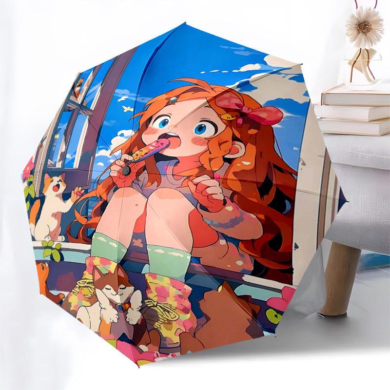 

1pc Floral Outdoor Umbrella with Automatic Open/Closed Feature, Foldable Design, 8-Iron Frame, Perfect for Festivals, Travel, Daily Use, Gift for Fans