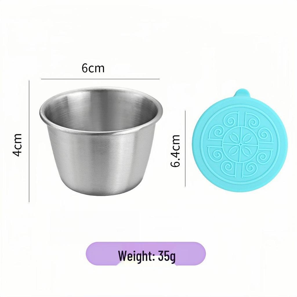 304 Stainless Steel Sauce Container with Silicone Lid, Sealed, for Outdoor Use and Seasoning.