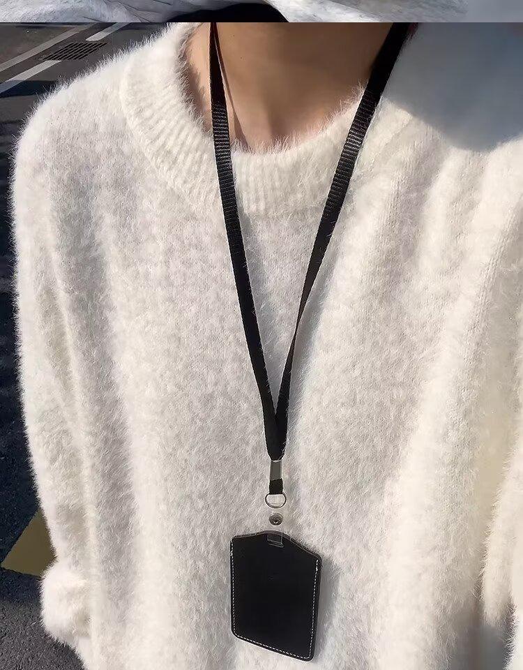 Men's Retro Crew Neck Loose Knit Sweater - Fluffy, Casual, and Versatile for Autumn & Winter