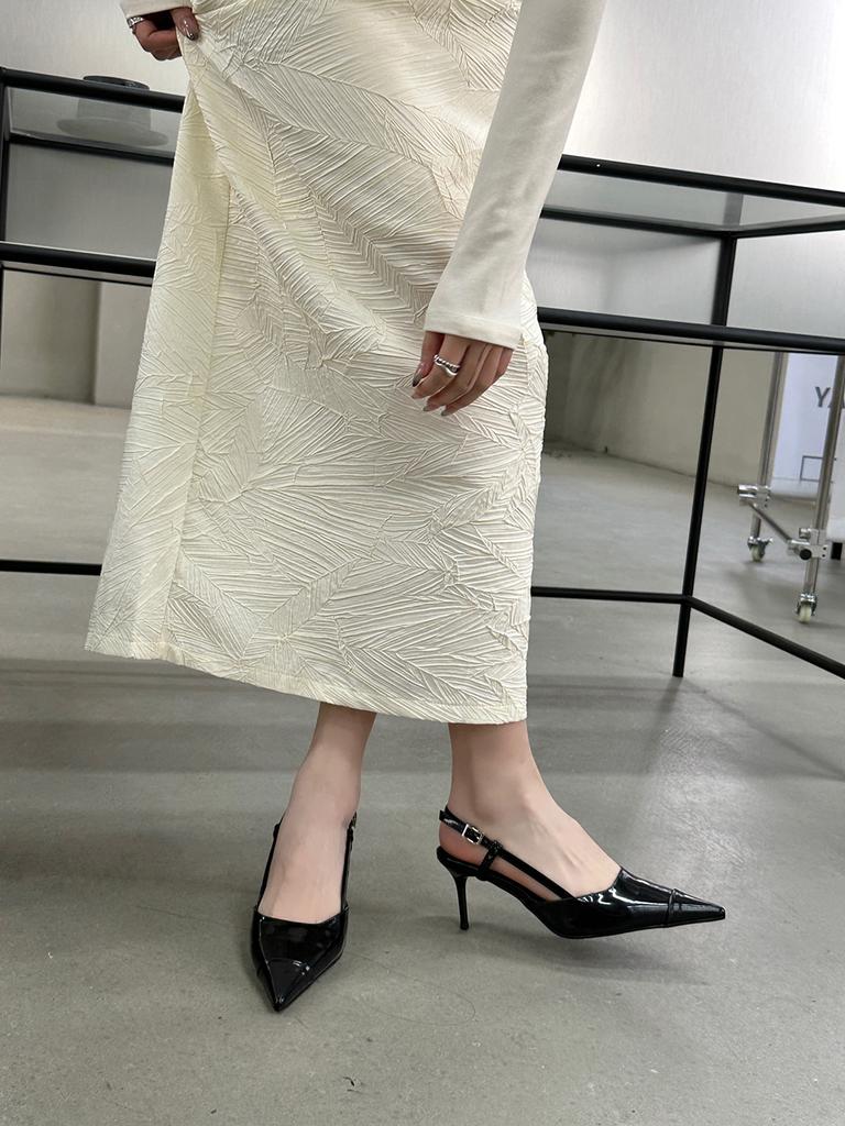 Fashion Pointed Toe Women Sandals Summer Dress Shoes Thin High Heels Back Strap Black Pink White Brown Patent Leather Sexy Pumps 35-39