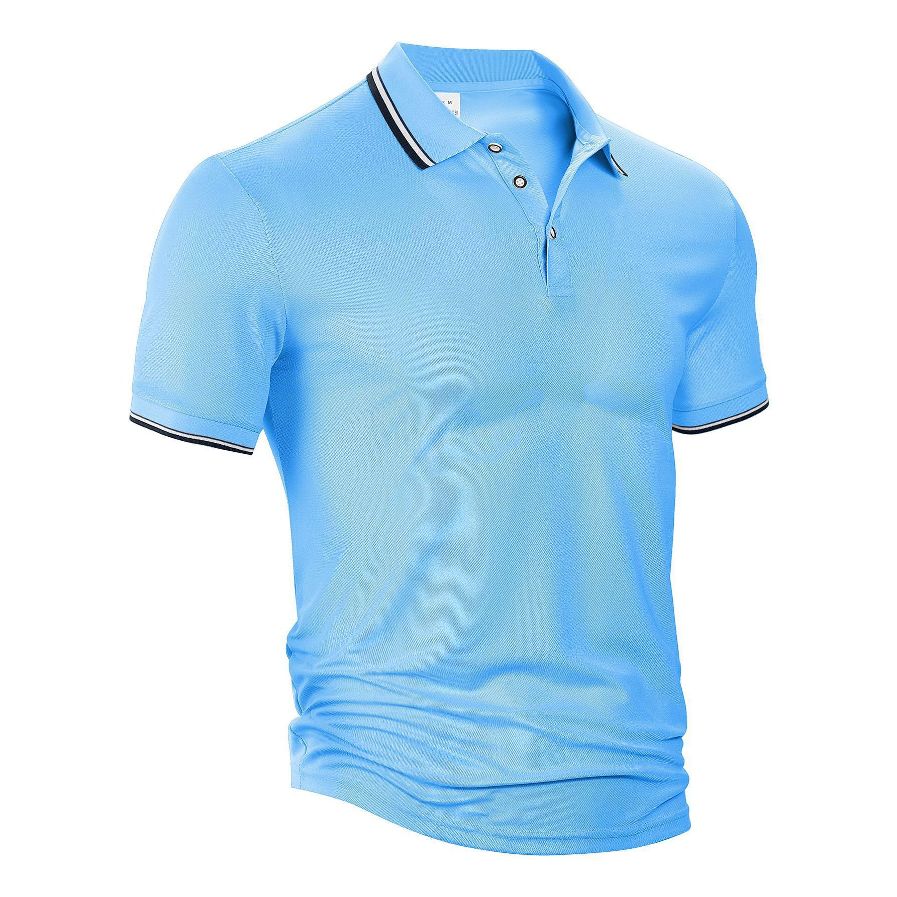 WOLF MAN Herenmode Korte Mouw Poloshirts Klassieke Omgeslagen Kraag Zakelijk Casual T-shirts Tops M blauw