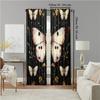 2 Pcs, Versatile Polyester Transparent Curtains for Home Decoration Vintage Black Butterfly & Floral Leaf Pee for Use In