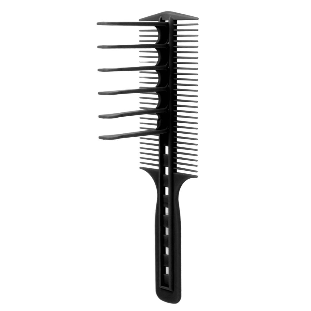 Barber Double Sided Guide Comb Multi Cutting Length Ergonomic Wide Tooth Comb for Hairdresser Black