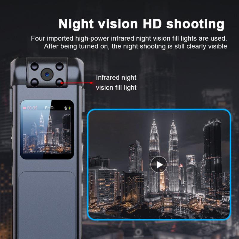 1080P HD Infrarot Nachtsicht Mini Kamera mit LED Bildschirm Kleiner Camcorder 180° Angel Bodycam Polizei Cam Fahrradkamera