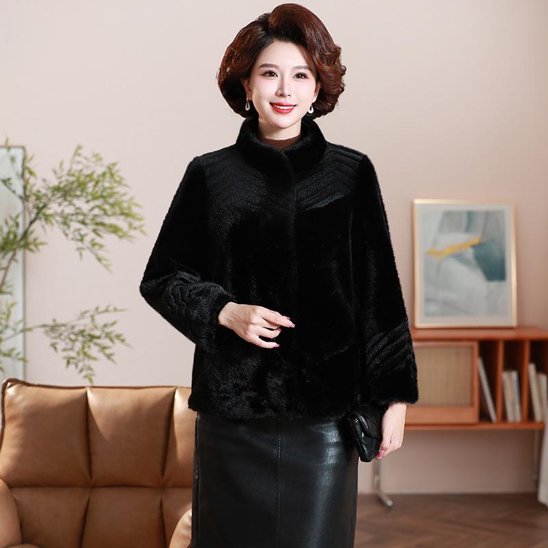 

Осенне-зимнее женское пальто норковая шуба большого размера свободная мягкая удобная меховая куртка XL чёрный