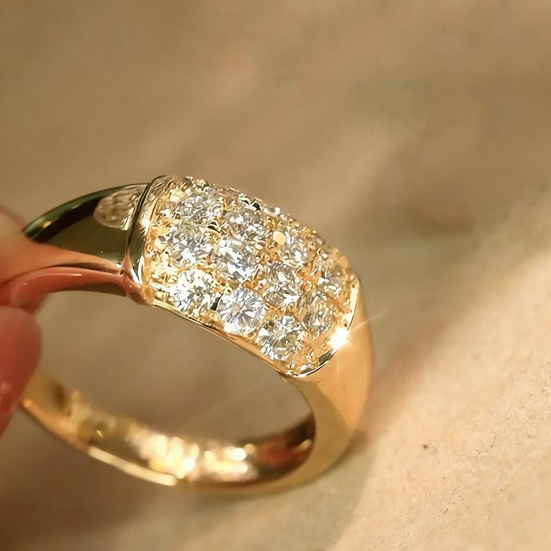 2026 New European and American Gold Inlaid Elegant Women's Zircon Ring Trendy Elegant Banquet Personalized Jewelry