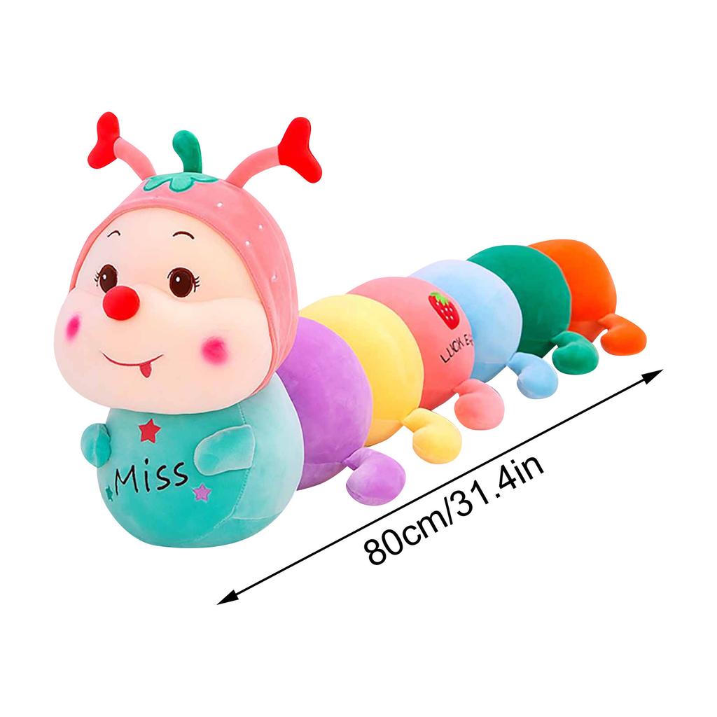 Creative New Cute Head Up Strawberry Caterpillar Doll Large Strip Throw Pillow Gifts For Girls Plush Toys