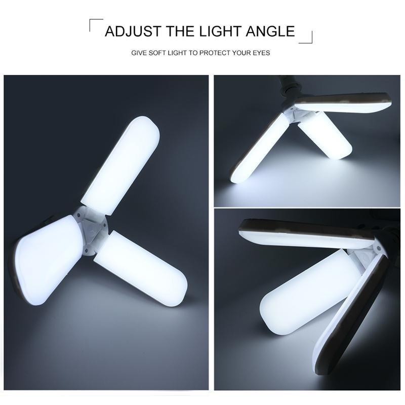 LED Bulb E27 220V Industrial Adjustable Foldable Fan Blade Light SMD2835 Home Decor Lamp Workshop Garage Lighting 30W 45W 60W