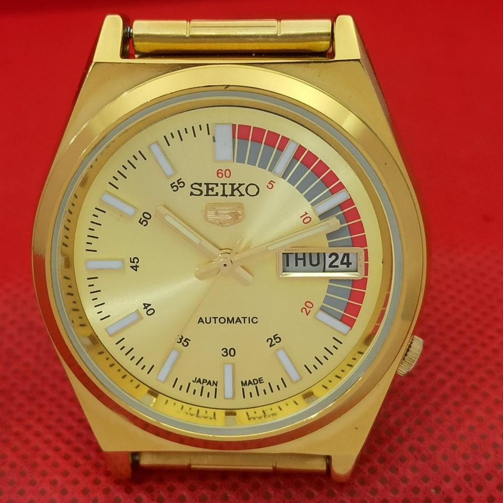 ODNOWIONY VINTAGE SEIKO 5 AUTOMATIC 6309A JAPONIA MĘSKI ZŁOTY ZEGarek a298792-2