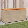 Garden Storage Box Beige 110x50x54 Cm Poly Rattan Acacia Wood