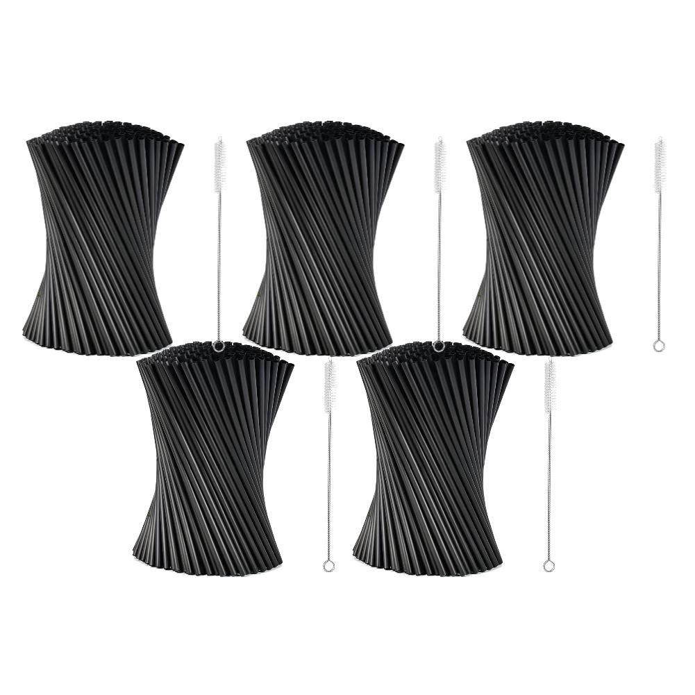 1000-100Pcs Beverage Drink Tube with Straw Brush Flexible Plastic Straw Reusable Milkshake Straws Wedding Party Supplies Straw