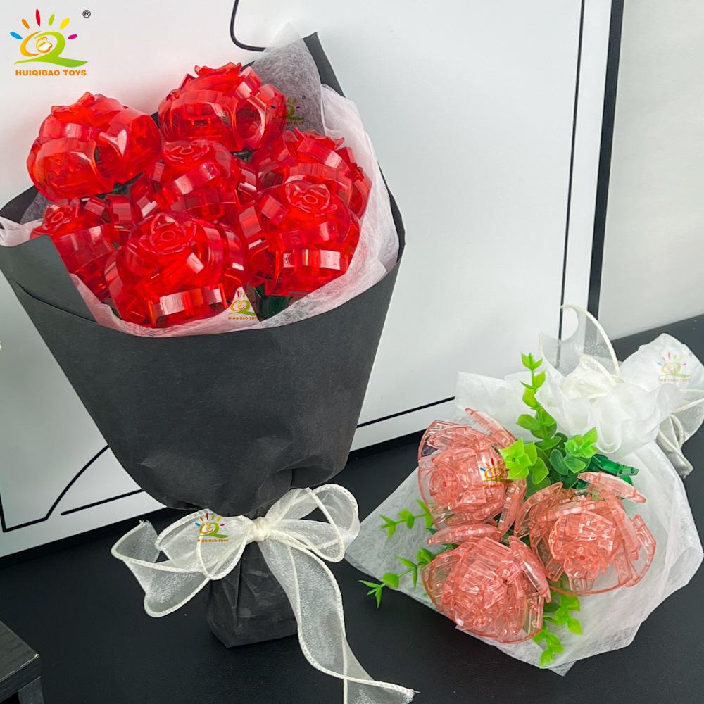 MOC Rose Flower Model Building Blocks DIY Eternal Bouquet Bricks Kits Toy For Children Girl Home Decoration Xmas Gift