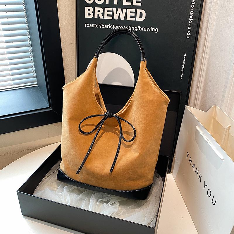 Borsa Tote con Giunture in Camoscio Borsa da Lavoro Premium Retrò Borsa da Donna