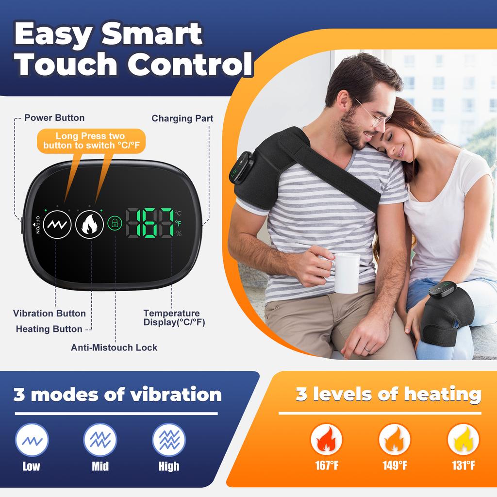 3-in-1 Electric Knee Heating Massager Leg Joint Heating Vibration Massage Elbow Shoulder Support Physical Knee Pads