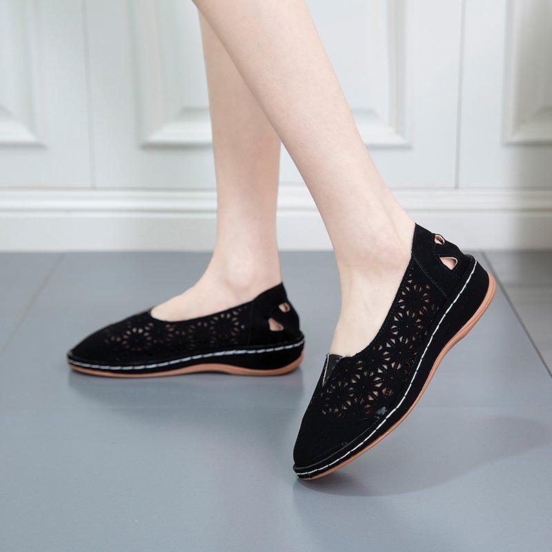 Foreign Trade 2025 Spring New European and American Large Size Hollow Shallow Mouth Fashion Single Shoes Lightweight, Comfortable and Simple Women'