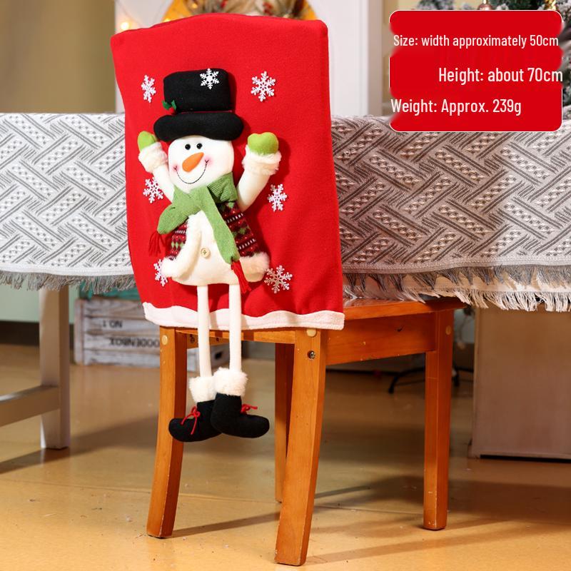 Cartoon Christmas Chair Covers: Santa, Snowman, Reindeer - Perfect for Home, Dining, Hotel, and Restaurant Decor