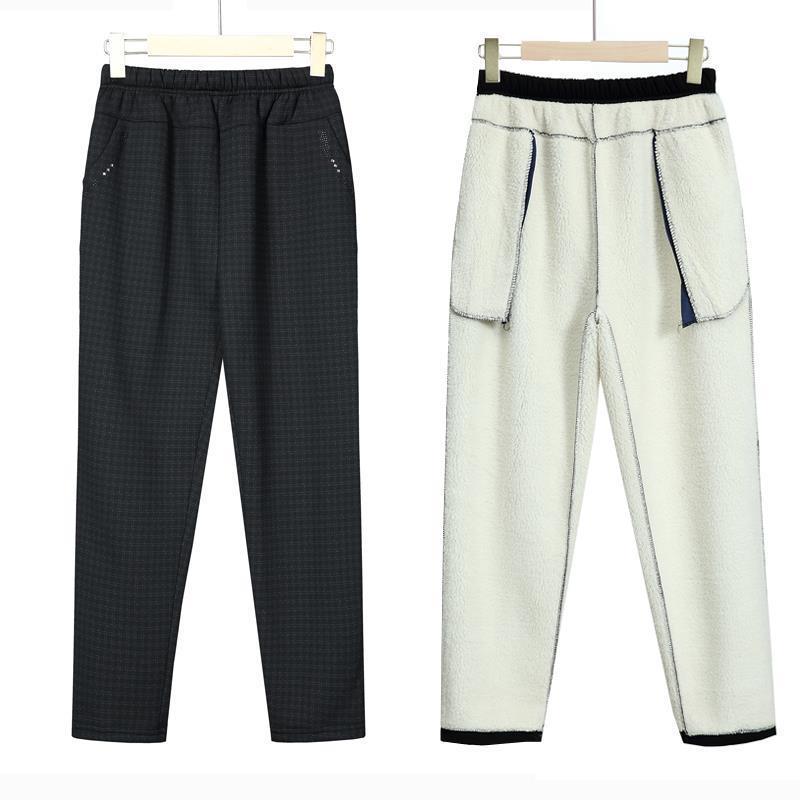 

Уютные флисовые эластичные брюки для женщин 60+, Зимний свободный крой, прямой силуэт 3XL 115-130 jin