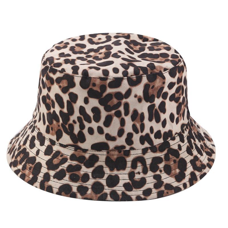 Trendy Leopard Print Fisherman Hat With Wide Brim For Spring Outdoor Sun Protection