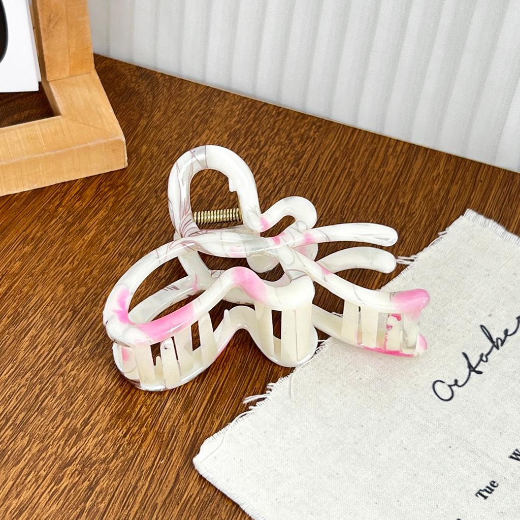 Ins  Fashion 10.2CM Large Wind Watermarked Bowknot Hair Claw Simple Plastic Shark Clip Hair Accessories For Woman Girls