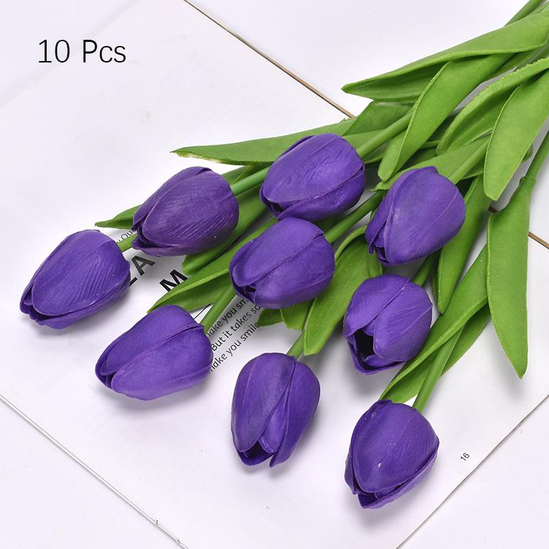 False Artificial 10pc Tulip Flower Fake Pu Real Touch Bouquet Home Wedding Decor