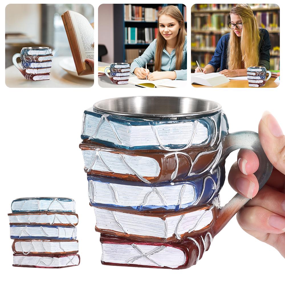 Large Capacity 3D Painted Book Mug 11oz Mug Cup Unique Books Stack Coffee Mug  Literature Lovers