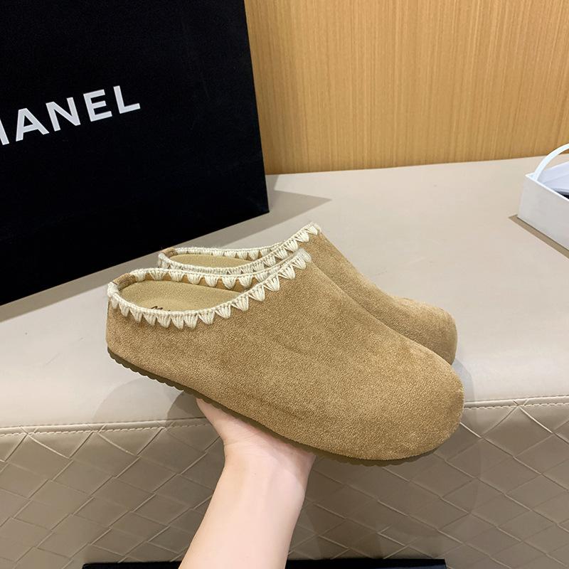 Retro woven Boken half slippers 2025 early autumn new lace thick bottom lazy feeling increased lazy bag head drag