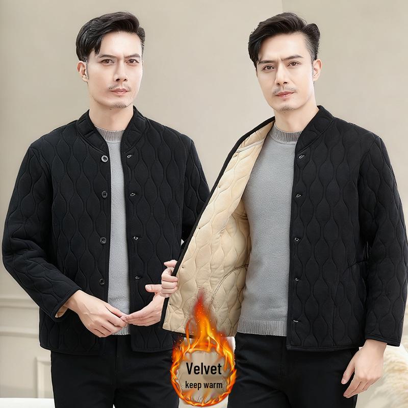 Men's Winter Cotton-Padded Jacket for Dad & Grandpa - Warm, Velvet-Lined Outerwear for Seniors