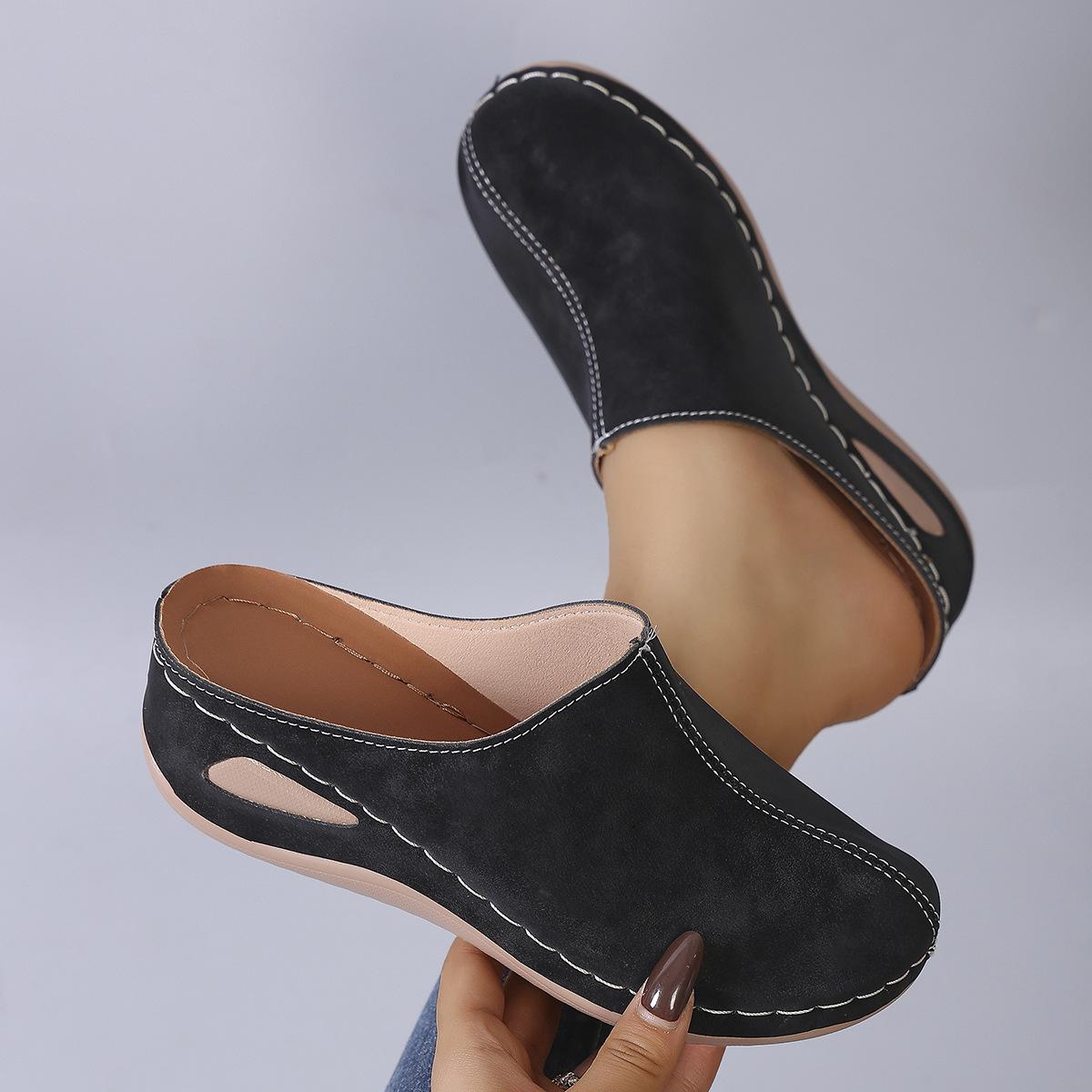 

Women s Wide Width Platform Mule Slippers - Wedge Sole Closed Toe Slides for Summer, Suede Rocking Sole House Shoes 43 чорний