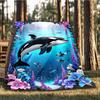 1pc Whale Marine Ocean Outdoor Flannel Blanket , Machine Washable Perfect Gift for Birthday , Holiday Travel Accessory , Durable Material