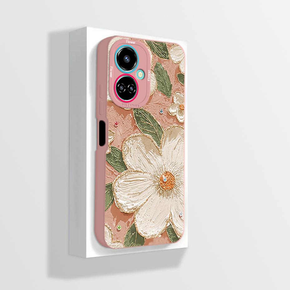 For Tecno Camon 19 Case Camon 19 Pro Neo Phone Case Astronaut Flower Camera Protection Anti Drop Liquid Silicone Soft Back Cover