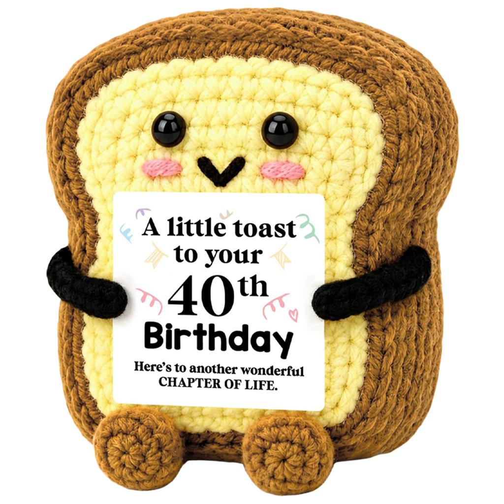 Amigurumi Knit Bread Crochet Toast Doll Funny Plush Birthday Gift Desk Decor Ornament Card