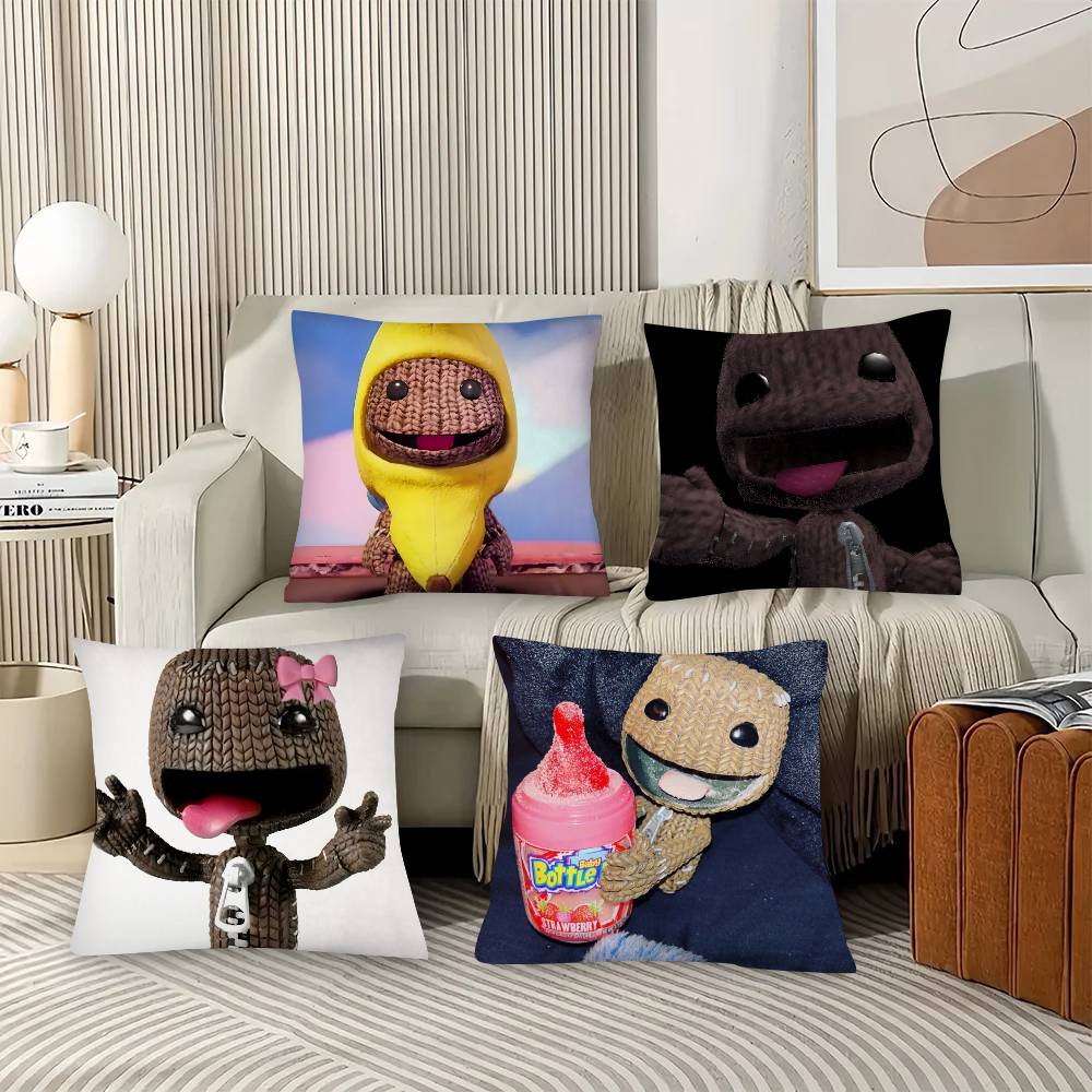 Funny LBP Sackboy Pillow Case Fashion Square Pillowcase Bedroom Sofa Room Ins Decoration Leisure