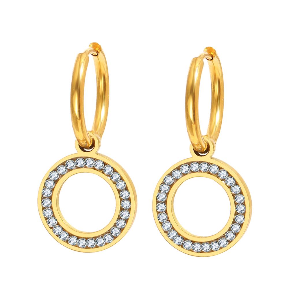 Edelstahl Ohrringe Kristall Zirkon Hohl Runde Koreanische Mode Baumeln Ohrringe Für Frauen Schmuck Hochzeiten Verlobung Geschenke