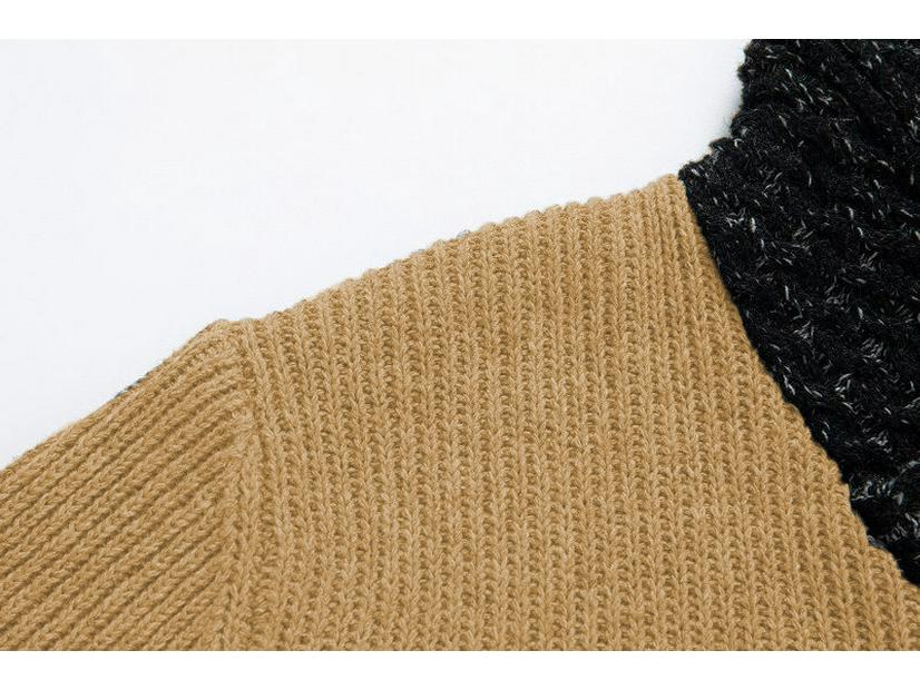 Herren Slim-fit Patchwork Strickpullover mit Schalkragen (Modell 2025)