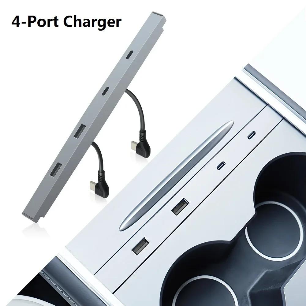 For Tesla Model 3 Y 2021 2022 2025 Docking Station 27W Quick Charger USB Shunt Hub Power Splitter Type-C Charger Car Accessories