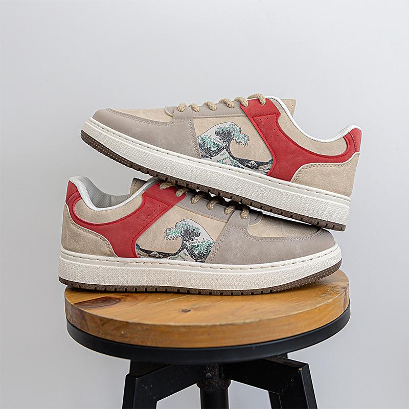 

Нишевый дизайн оригинальные туфли с волнистой подошвой спортивная повседневная обувь ретро кеды мужские трендовые универсальные весна и осень 44 красный