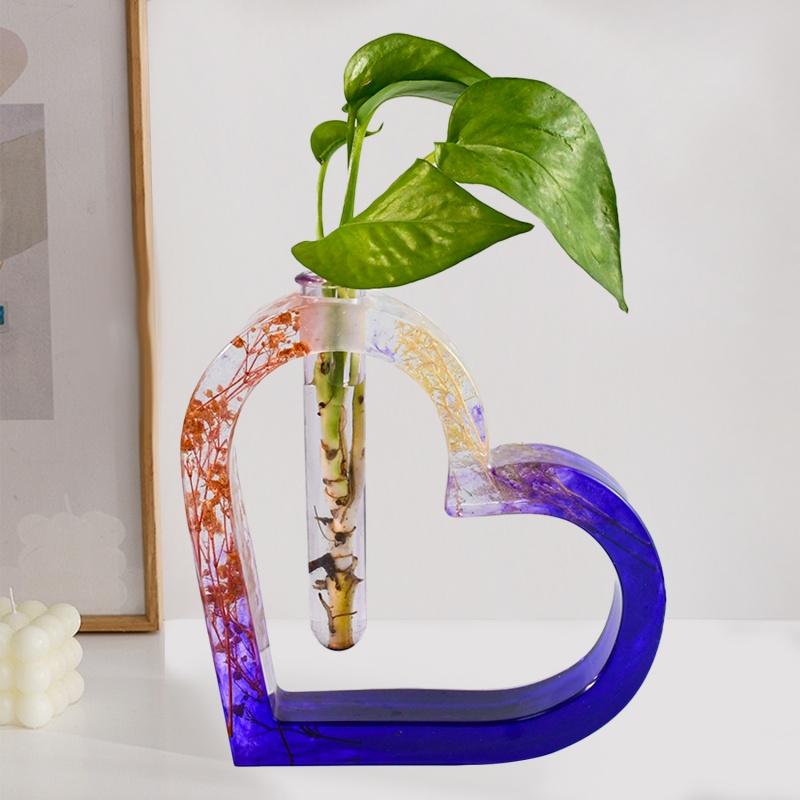 Creativity Hydroponic Silicone Mold DIY Nordic Vase Crystal Epoxy Resin Molds Craft Making Hollow Heart Shape Test Tube Vase
