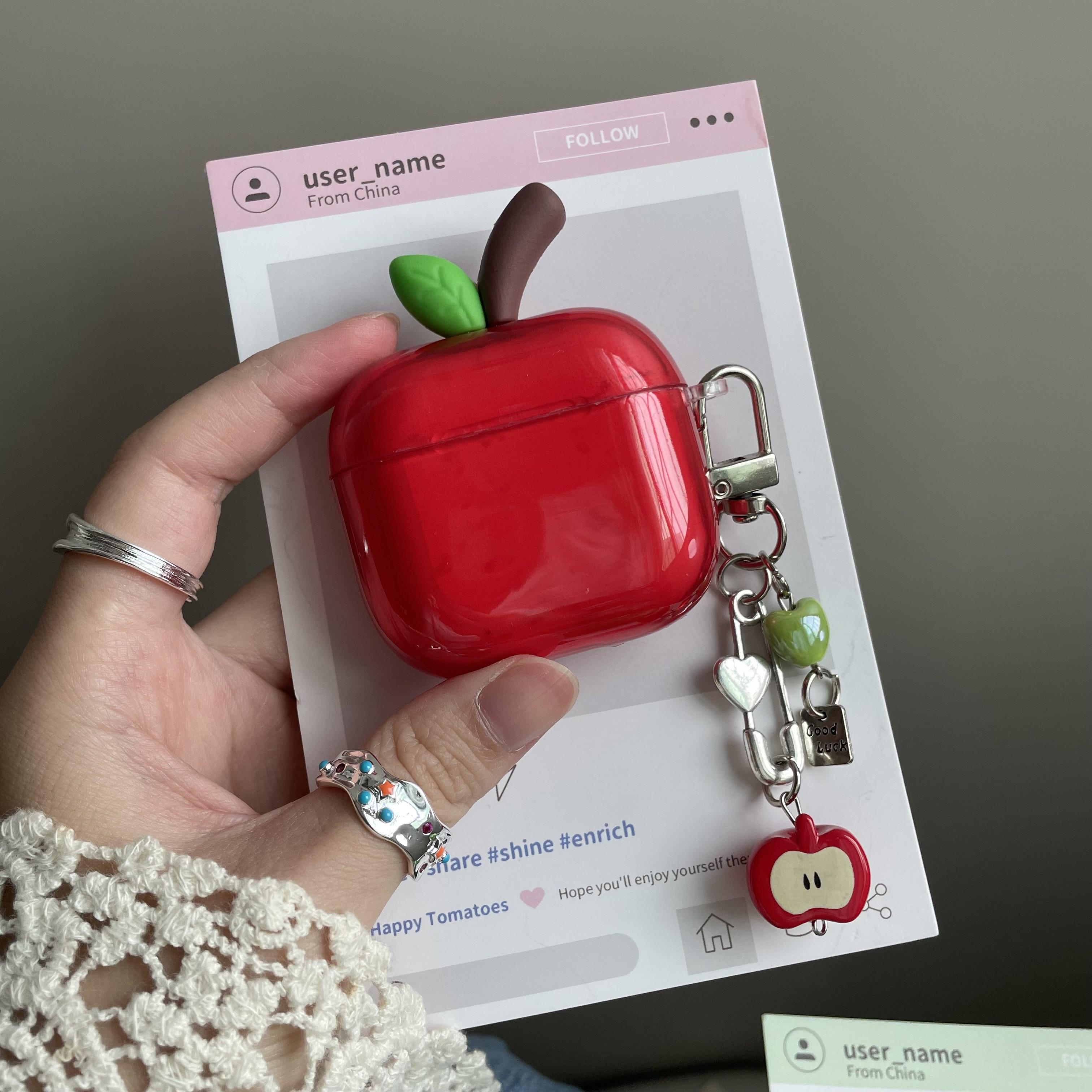 Transparante Rood Groene Appel Oortelefoonhoesje voor AirPods 1 of 2 3 4 Pro 2 3 Air Pods AirPod Pro2 Pro3 Zachte Imd Schattige Cover Hanger For AirPods 1 or 2