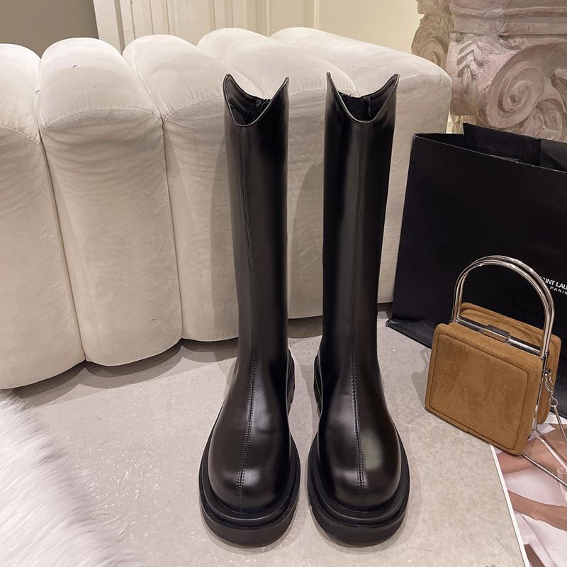 

Мягкие кожаные женские сапоги до колена, модные, большие размеры, длинные сапоги на квадратном каблуке, осенне-зимние, теплые, короткие, плюшевые туфли 41