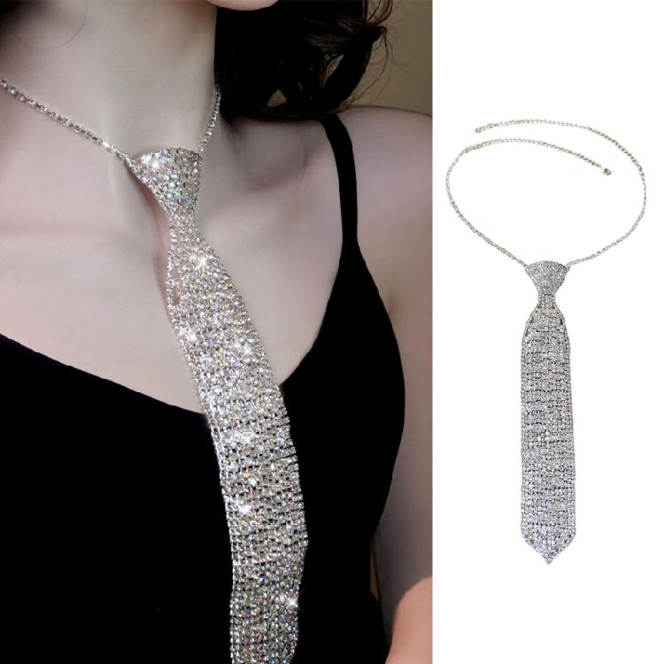 Modern Rhinestones Encrusted Necktie With Metallic Copper Detail Flexible Tie Lightweight Business Dinner Accessory