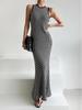 Patchwork Sleeveless Slim-Fit Knitted Dress