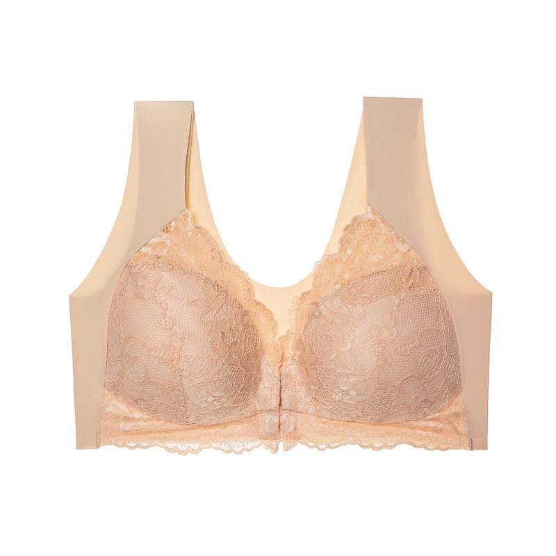 European Lace Front Buckle Plus Size Wireless Push-up Camisole Bra – Sexy Seamless with Beautiful Back Design