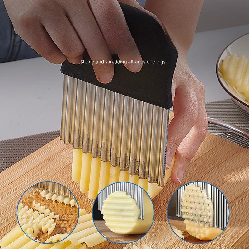 1PC Stainless Steel Potato Knife, Creative Wave Potato Knife, Potato Cutting Chip Knife Kitchen Gadgets Wolf Tooth Potato Cutting