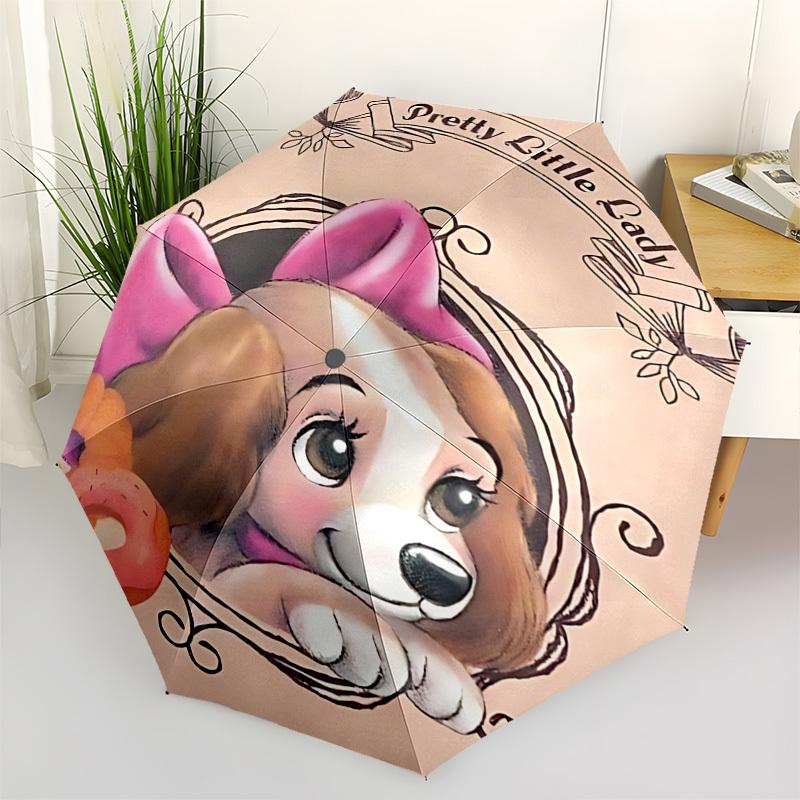 

Pretty Little Lady, Lady and the Tramp Themed Automatic Opening and Closing Umbrella, Brightly Colored 8-rib Portable Umbrella, Suitable for Men and W