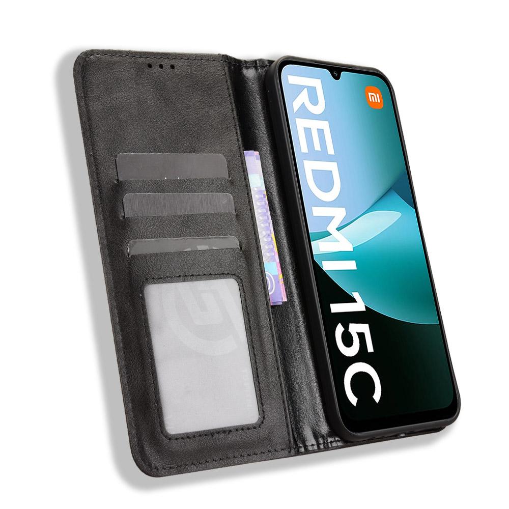 Pentru Xiaomi Redmi 15C 4G (Global) (171 mm)/Poco C85 4G (171 mm) Husa din piele suport portofel Husa telefon cu textura retro